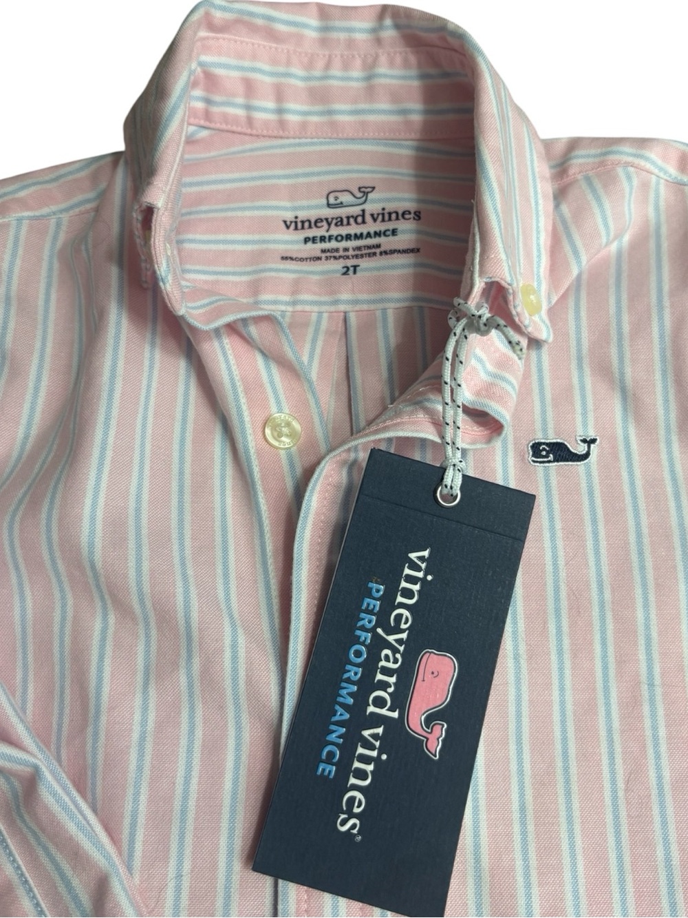 VINEYARD VINES Striped Oxford L/S Button Down Shirt in Pink/Blue Size 2T -- NWT - Picture 4 of 5